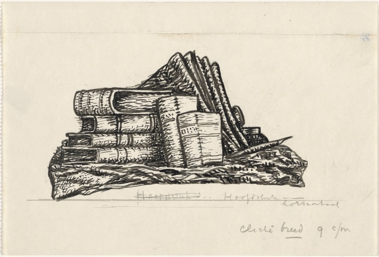 Pila de libros y papelería de Leo Gestel