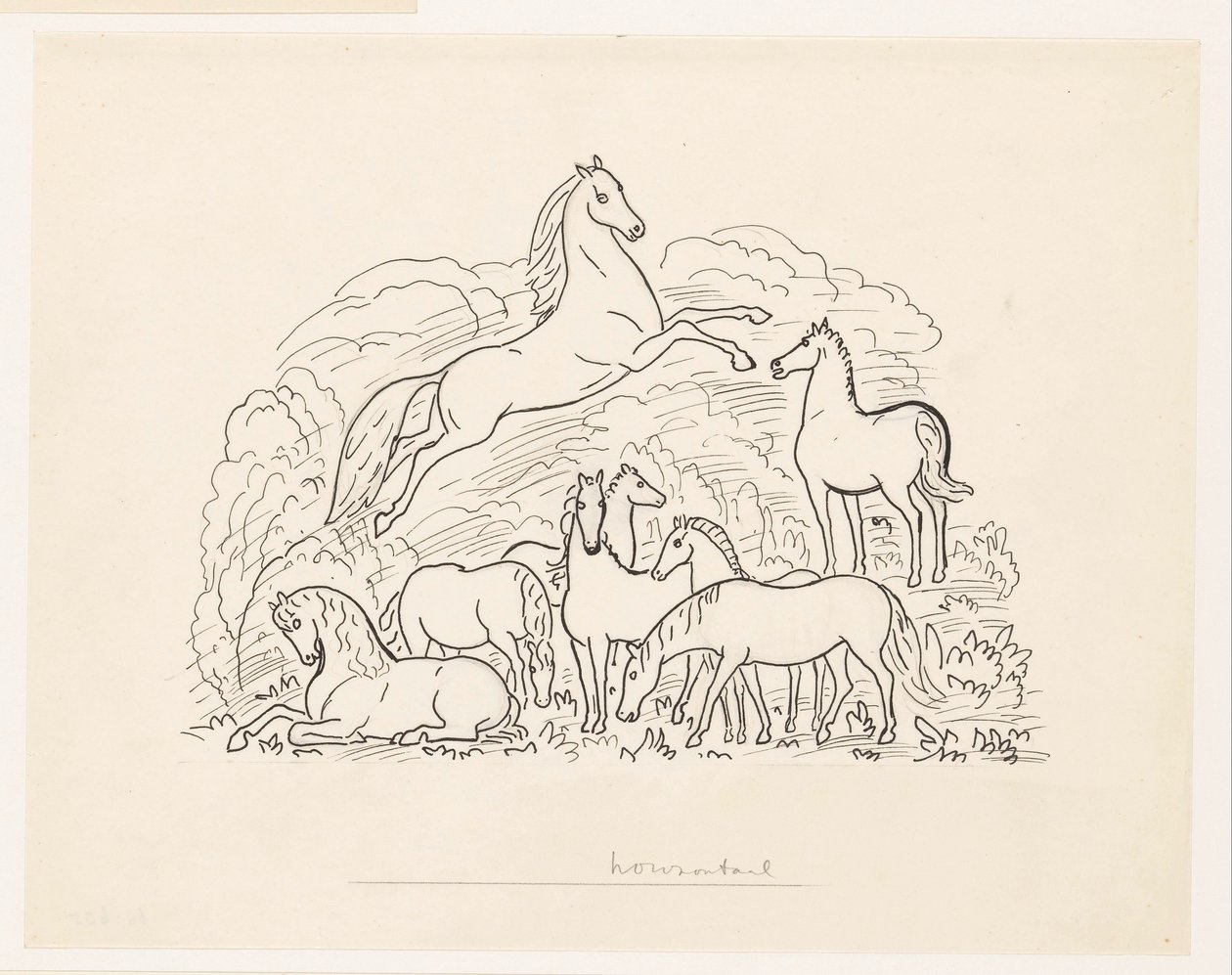 Hoja de estudio con ocho caballos de Leo Gestel