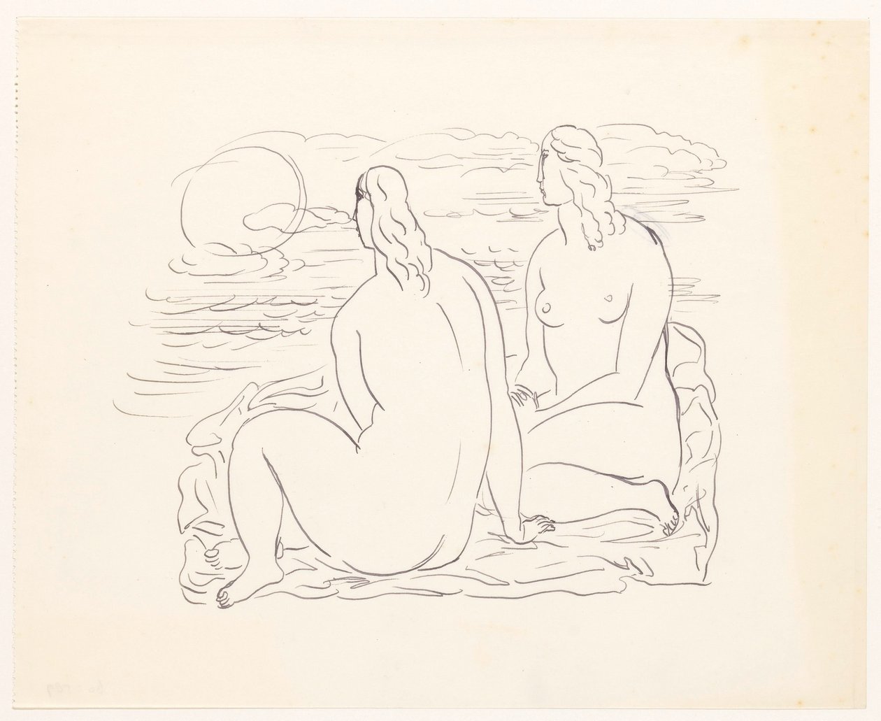 Dos mujeres desnudas en la playa de Leo Gestel