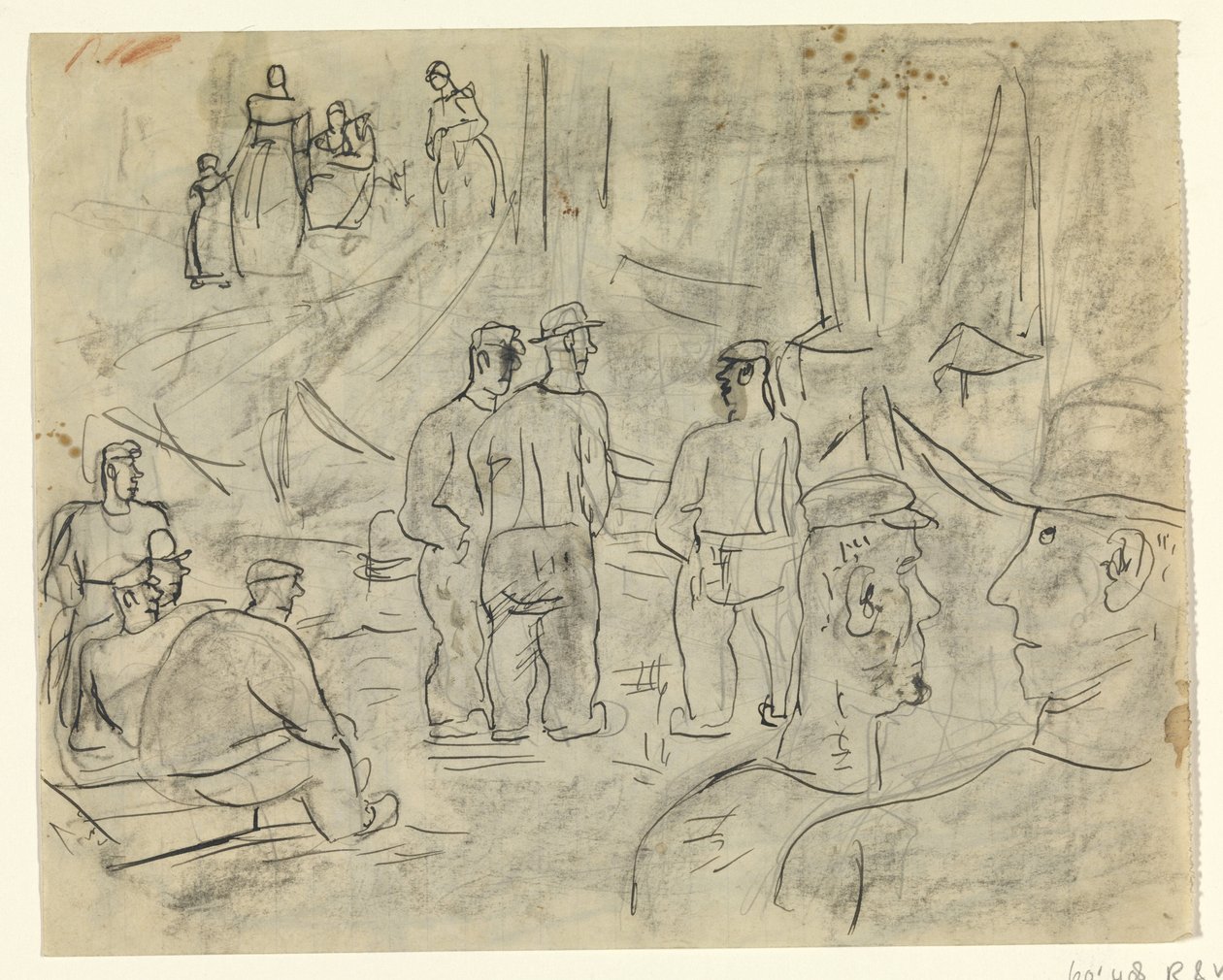Pescadores en un puerto de Leo Gestel