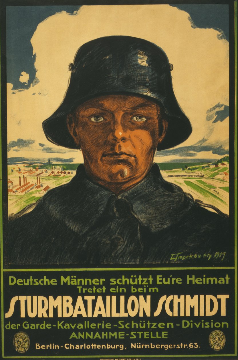 Sturmbataillon Schmidt; Hombres alemanes protejan su patria! 1919 de Leo Impekoven