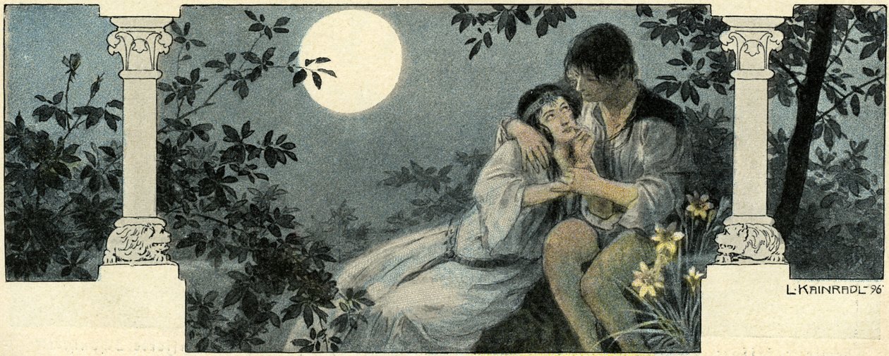 Pareja abrazándose a la luz de la luna de Leo Kainradl