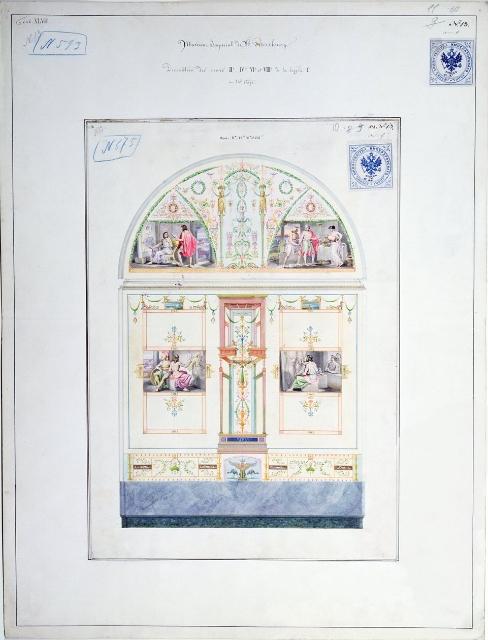 Diseño mural para el Hermitage, San Petersburgo, c.1840 de Leo von Klenze
