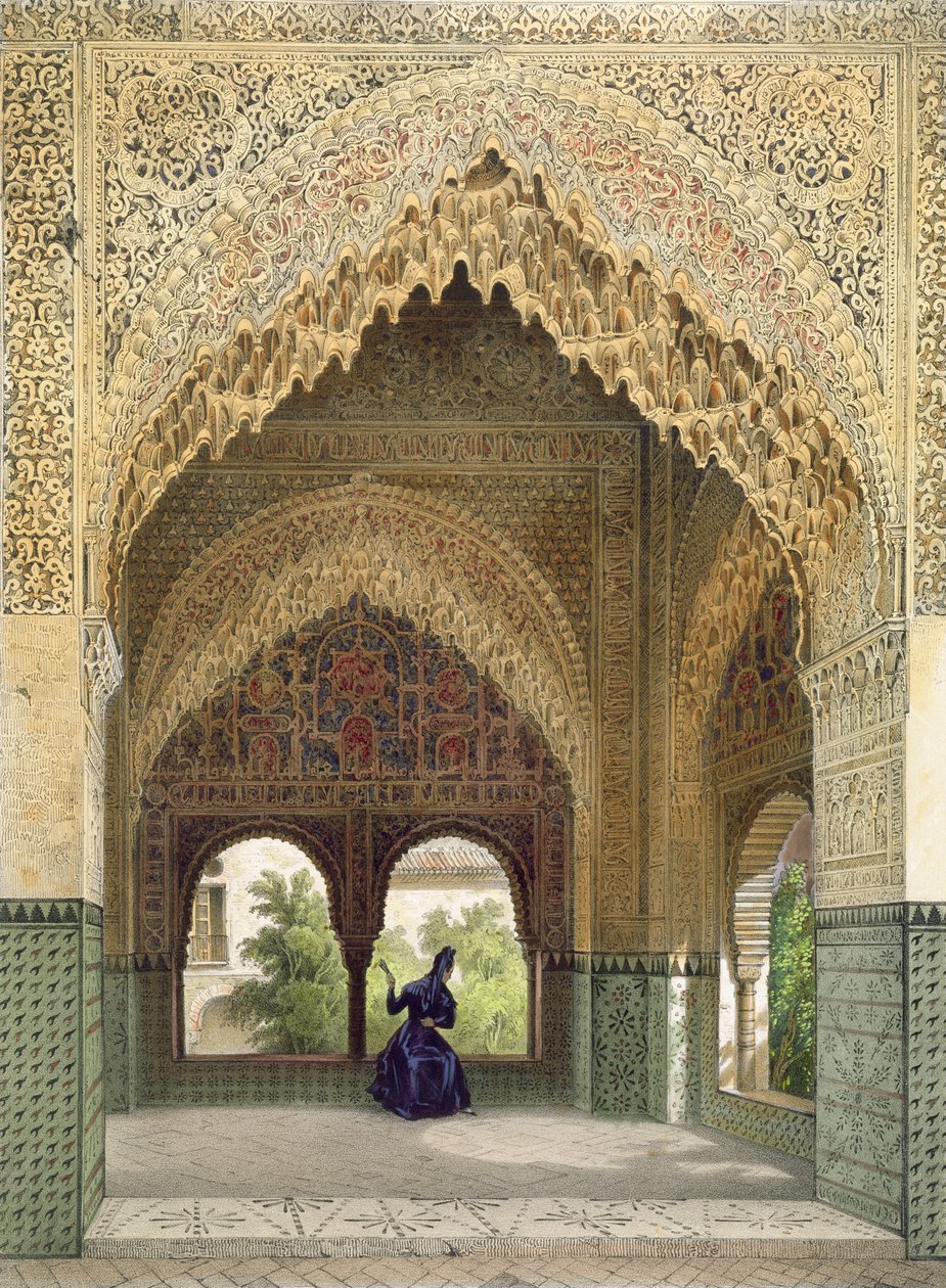 El gabinete de las infantas en la Sala de las Dos Hermanas, la Alhambra, Granada, 1853 de Leon Auguste Asselineau