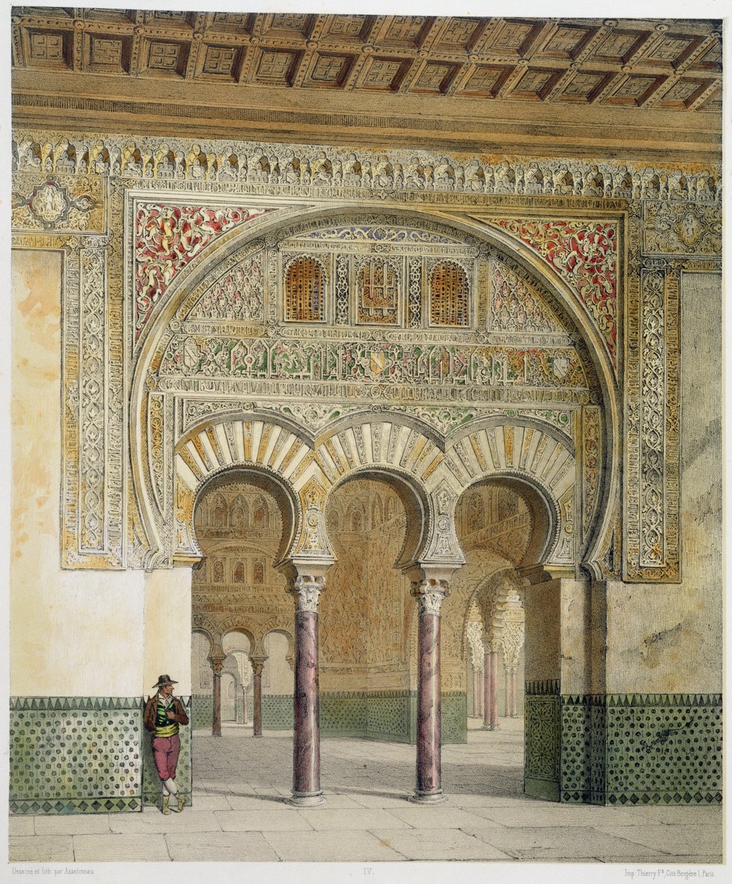 La galería del Patio de los Leones en la Alhambra, Granada, 1853 de Leon Auguste Asselineau