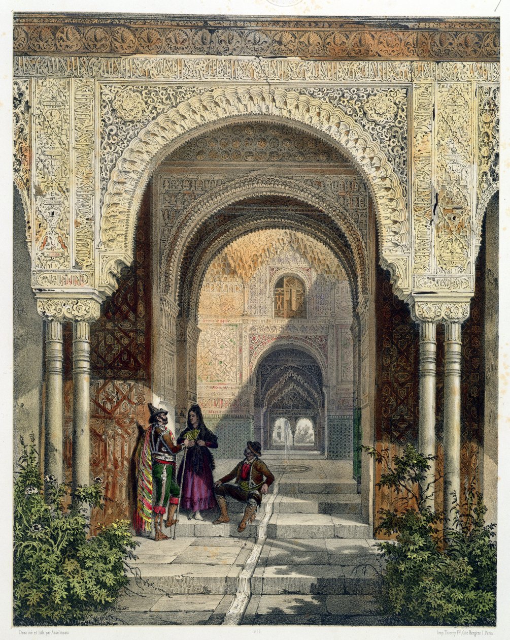 La Sala de las Dos Hermanas en la Alhambra, Granada, 1853 de Leon Auguste Asselineau
