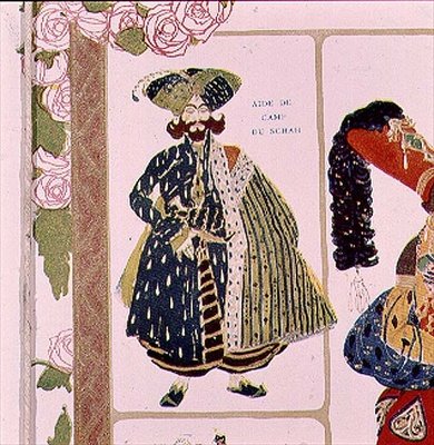 Ayudante de campo del Shah, diseño de vestuario para la producción de ballet Scheherazade de Diaghilev, 1910 de Leon Bakst