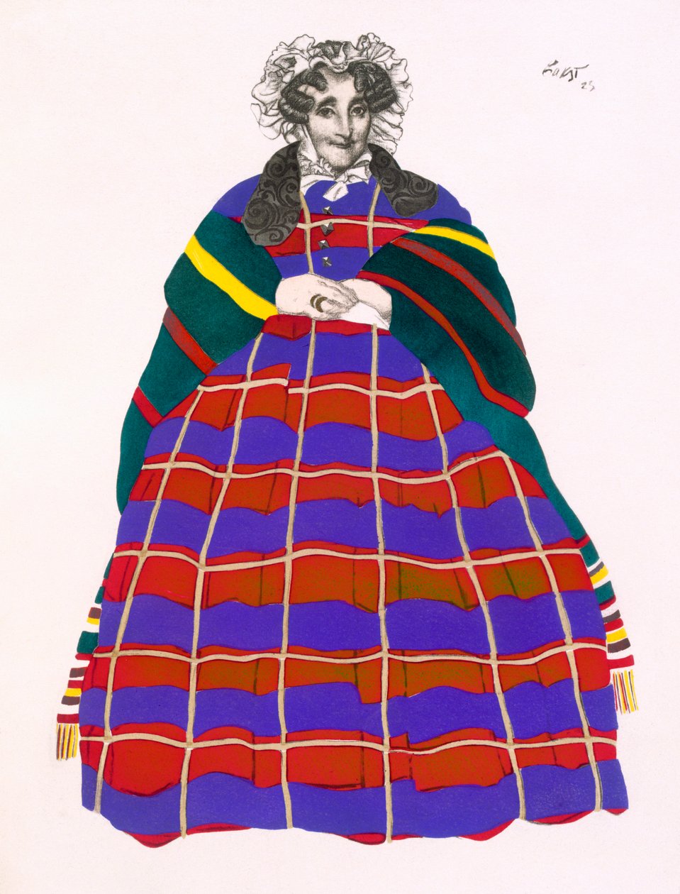 Diseño de vestuario para Madame Loenfowitch en Moscú en tiempos antiguos, para el Espectáculo de Arte Ruso, 1922 de Leon Bakst