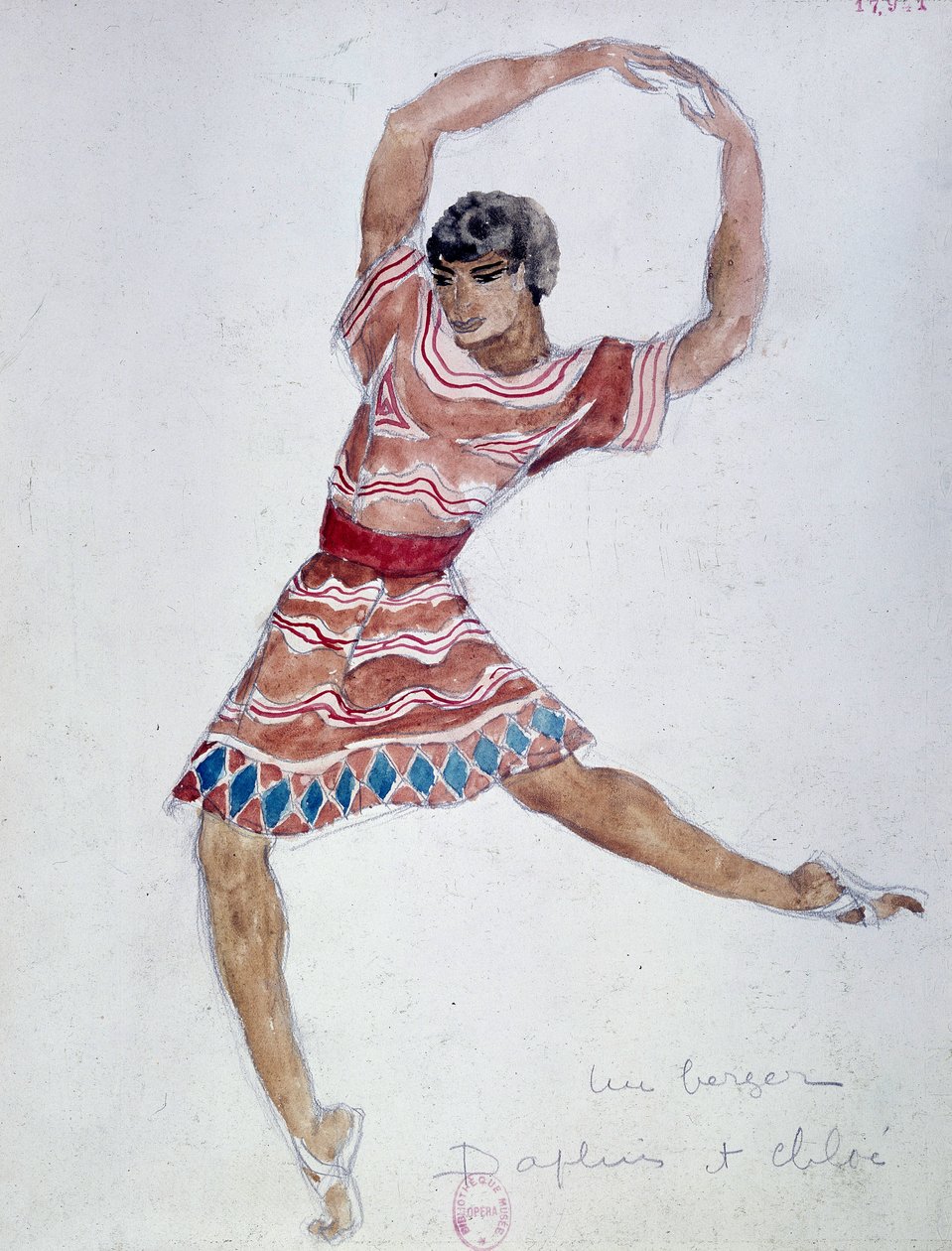 Diseño de vestuario para el ballet "Dafnis y Cloe" de Mikhail Fokin, 1912 de Leon Bakst