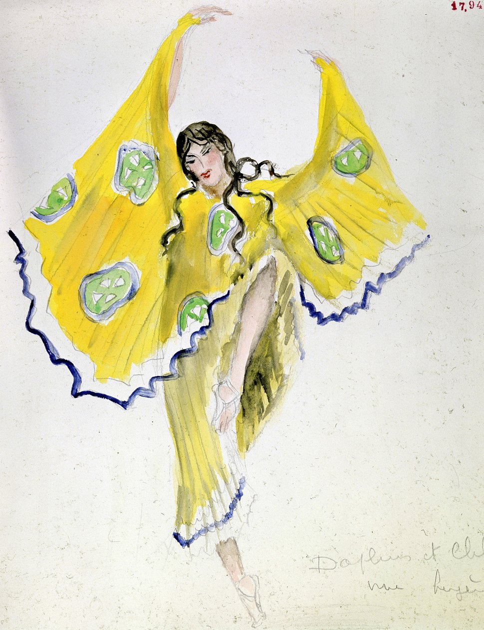 Diseño de vestuario para el ballet "Daphnis y Chloe" de Mikhail Fokin, 1912 de Leon Bakst