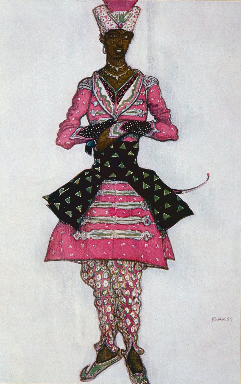 Diseño de vestuario para El Novio Indio, de La Bella Durmiente, 1921 de Leon Bakst