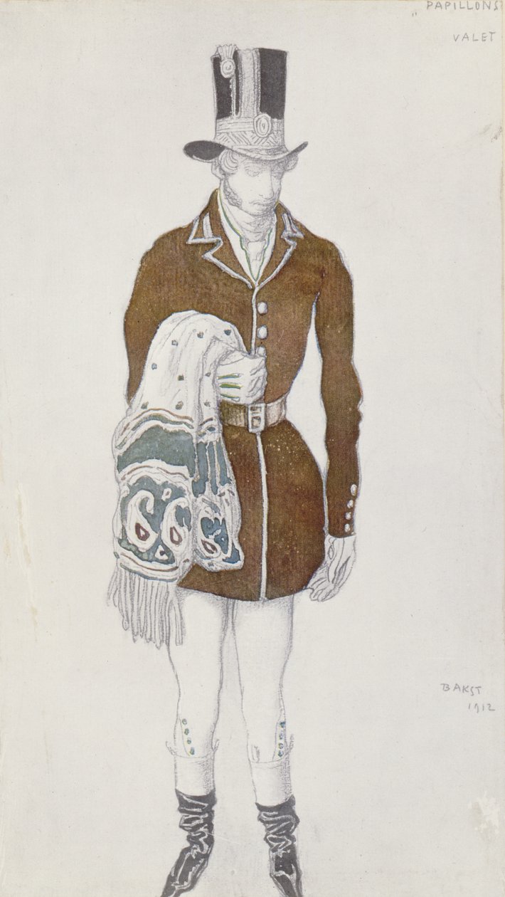 Diseño de vestuario para un caballero, de Les Papillons, 1912 de Leon Bakst