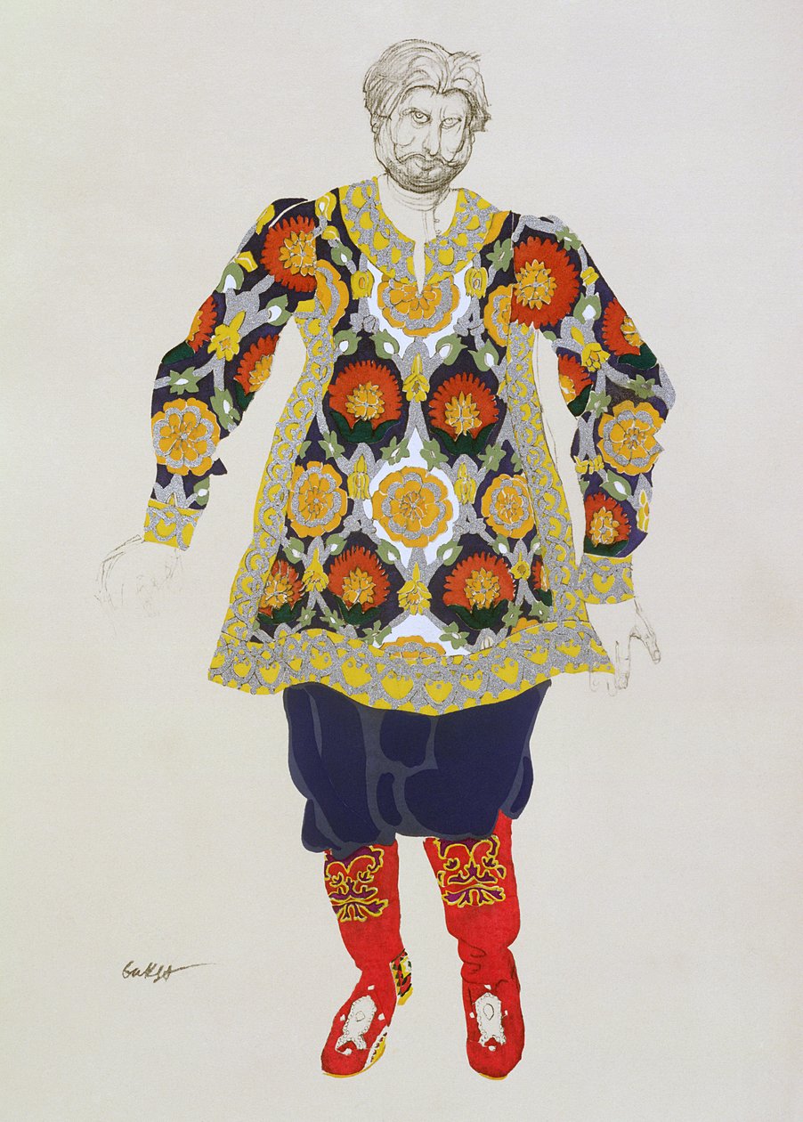 Diseño de vestuario para un hombre, de Sadko, 1917 de Leon Bakst