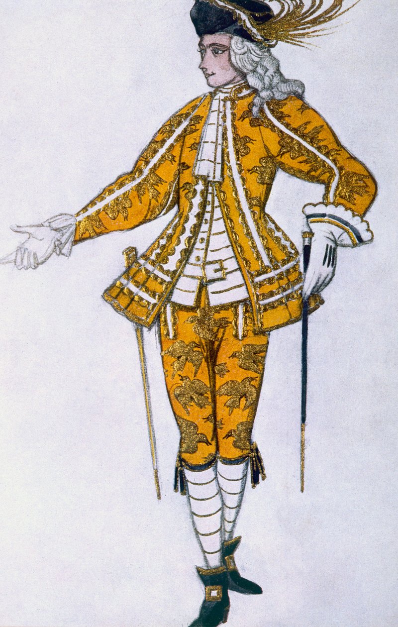 Diseño de vestuario para el Paje del Hada Canario, de La Bella Durmiente, 1921 de Leon Bakst