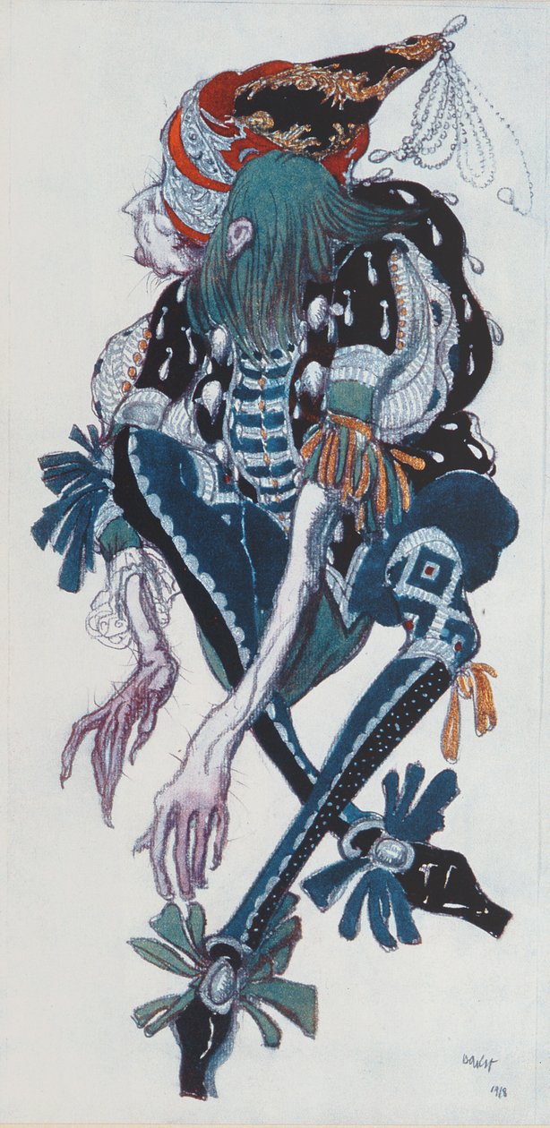 Diseño de vestuario para el paje del hada malvada Carabosse, de La Bella Durmiente, 1918 de Leon Bakst