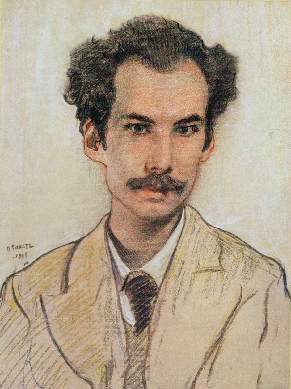 Retrato de Boris Nikolayevich Bugaev (1880-1934) seudónimo Andrey Bely, 1905 de Leon Bakst