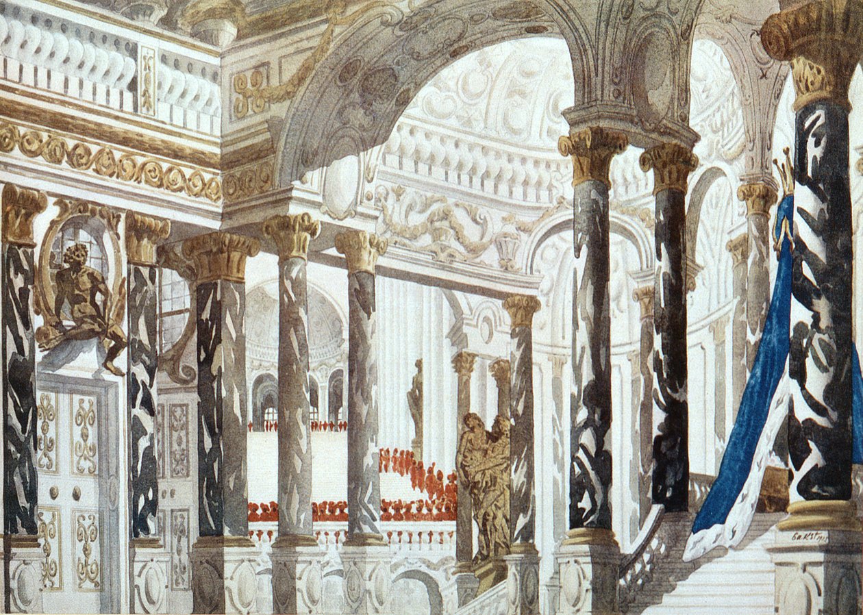 Diseño escénico para El Bautismo, de La Bella Durmiente, 1921 de Leon Bakst