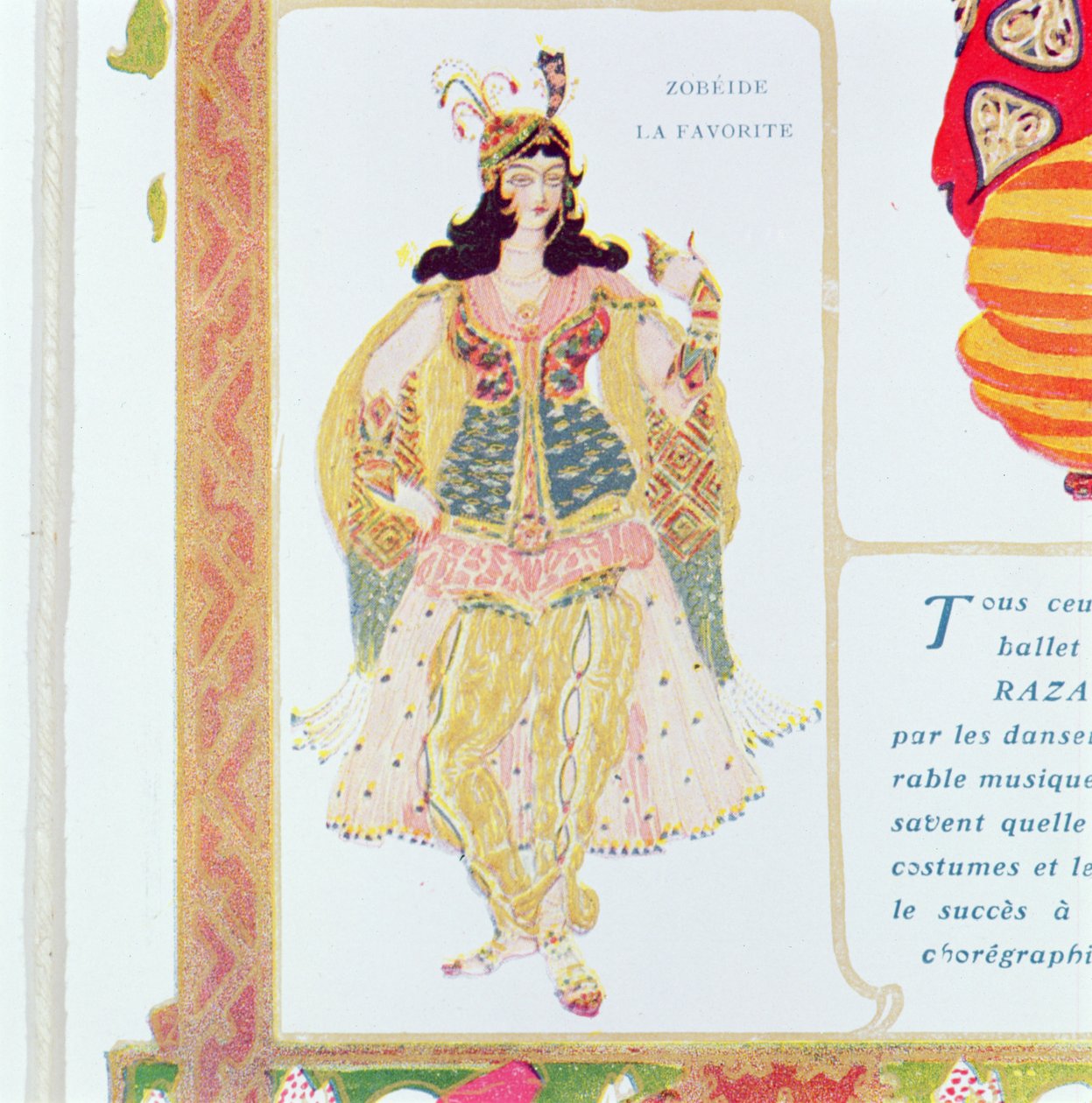 Zobeide, la concubina favorita y líder del harén de Shariar, diseño de vestuario para la producción de Diaghilev del ballet 