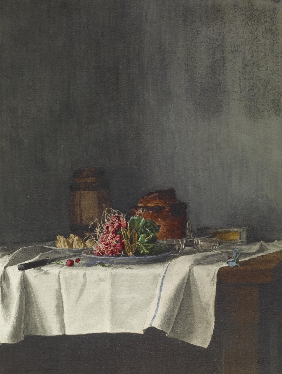 Naturaleza muerta con rábanos y paté, 1864 de Léon Bonvin