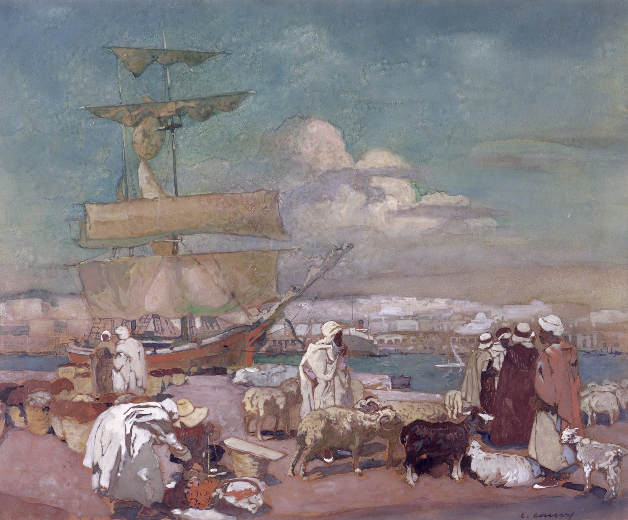 El puerto de Argel, c.1900 de Leon Cauvy