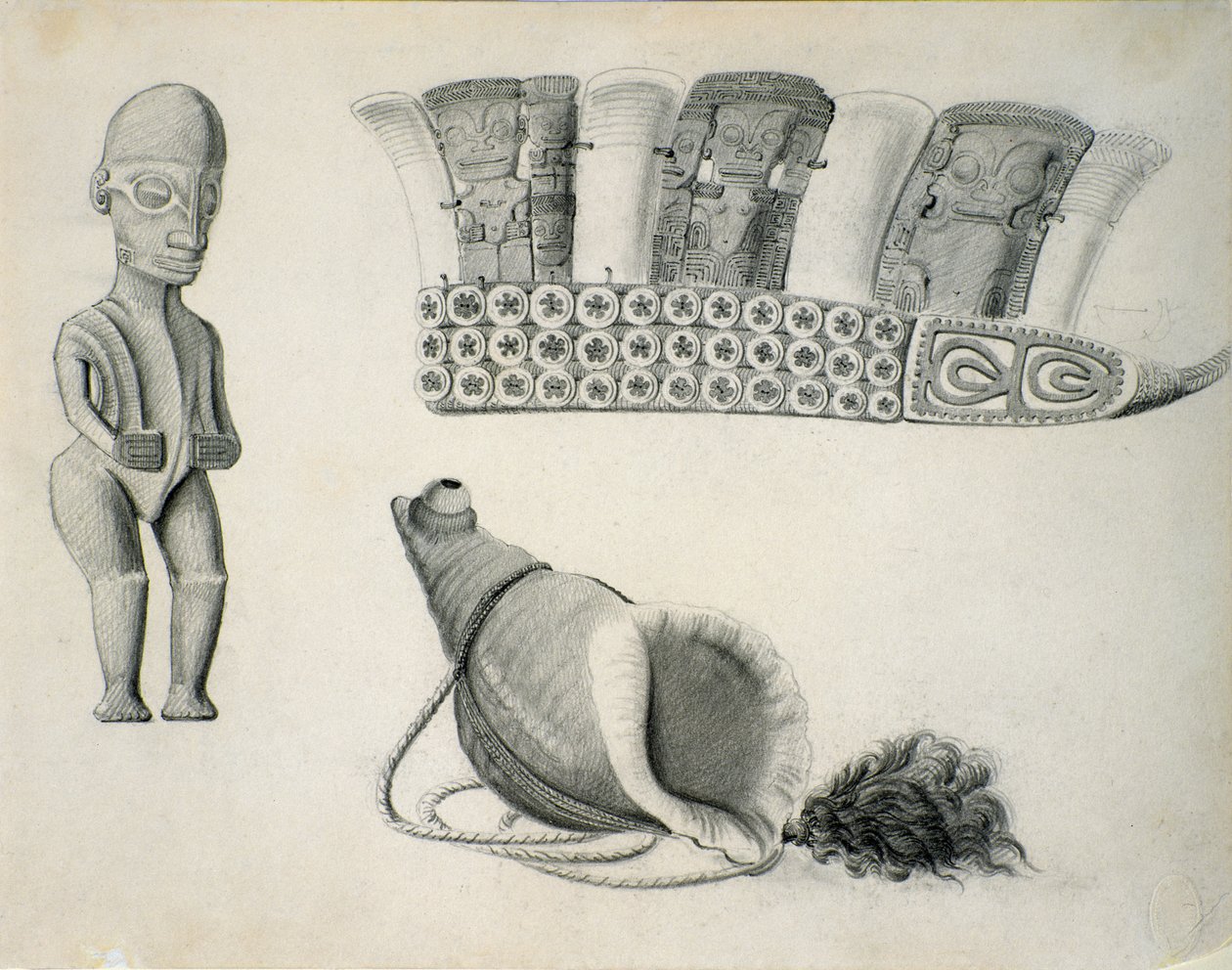 Artefactos de las Islas Marquesas, c.1844 de Leon Duchamp