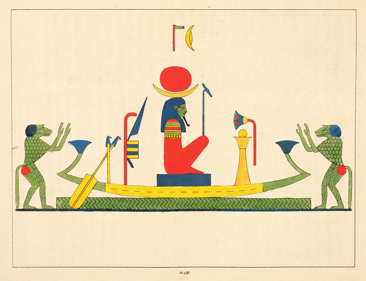 El dios Khonsu, ilustración de Pantheon egyptien: colección de personajes mitológicos del Antiguo Egipto por Jean-Francois Champollion, publicado 1823-25 de Leon Jean Joseph Dubois