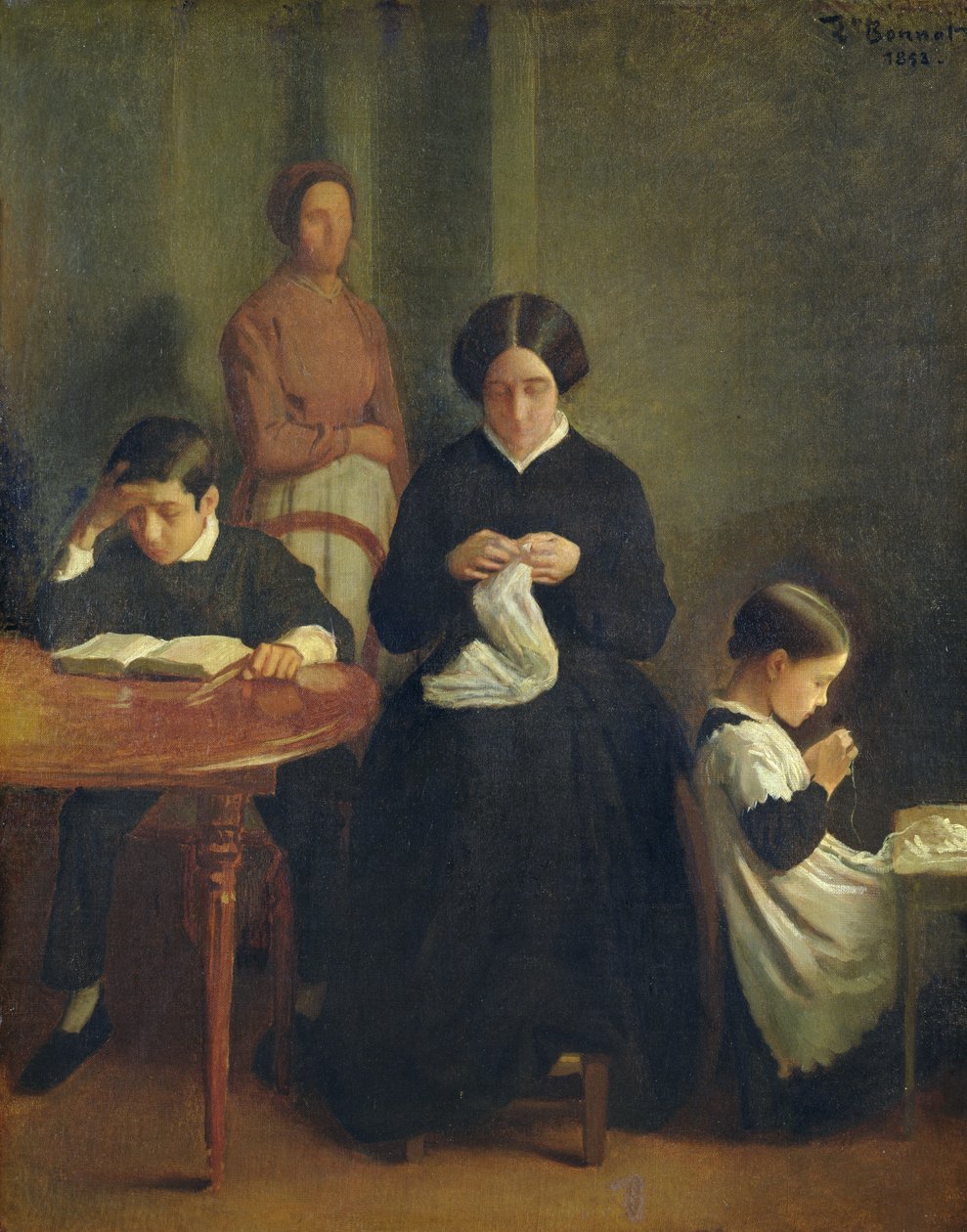 Retrato de la Madre, Hermano y Hermana del Artista, 1853 de Leon Joseph Florentin Bonnat