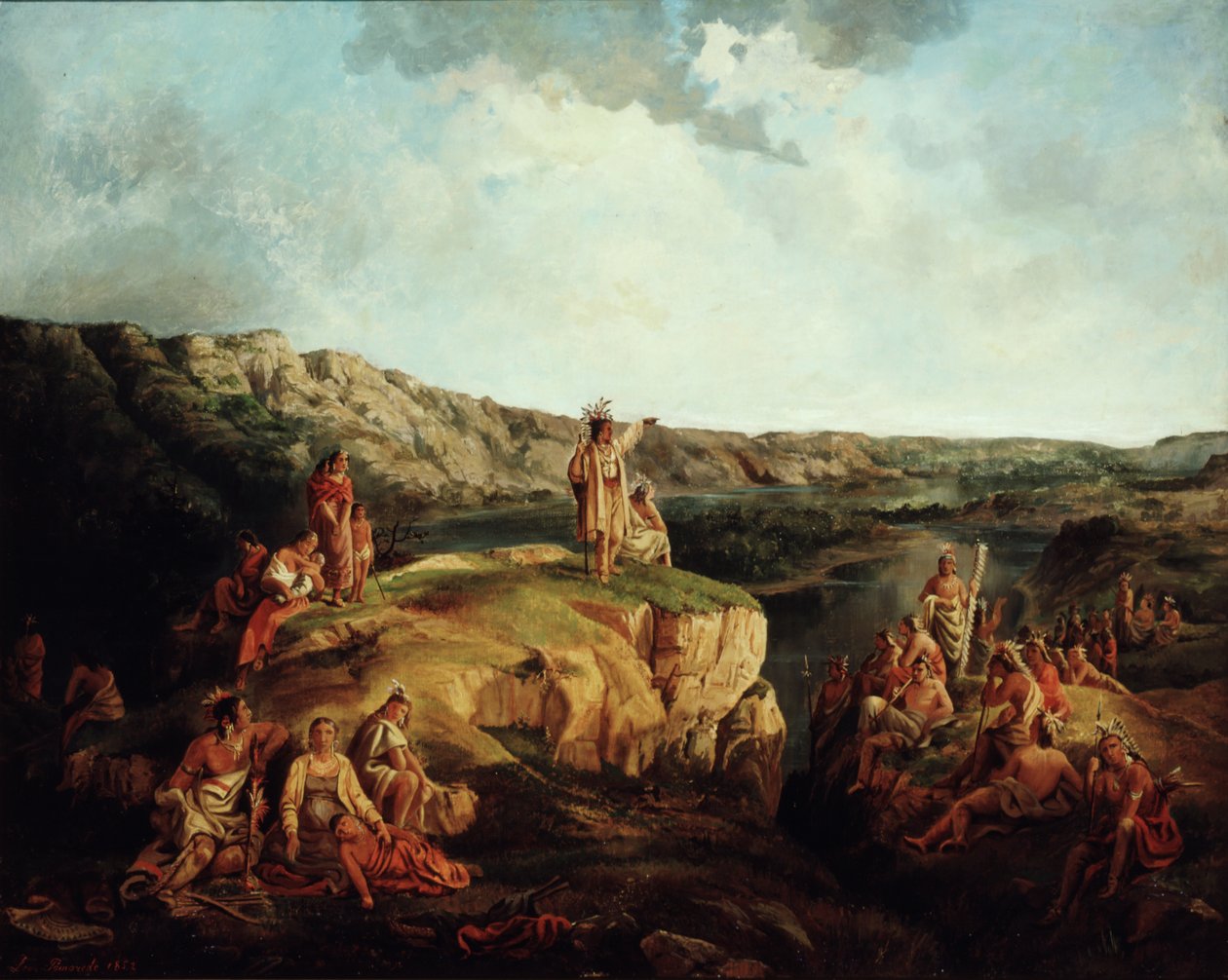 Paisaje occidental con indios, 1852 de Leon Pomarede