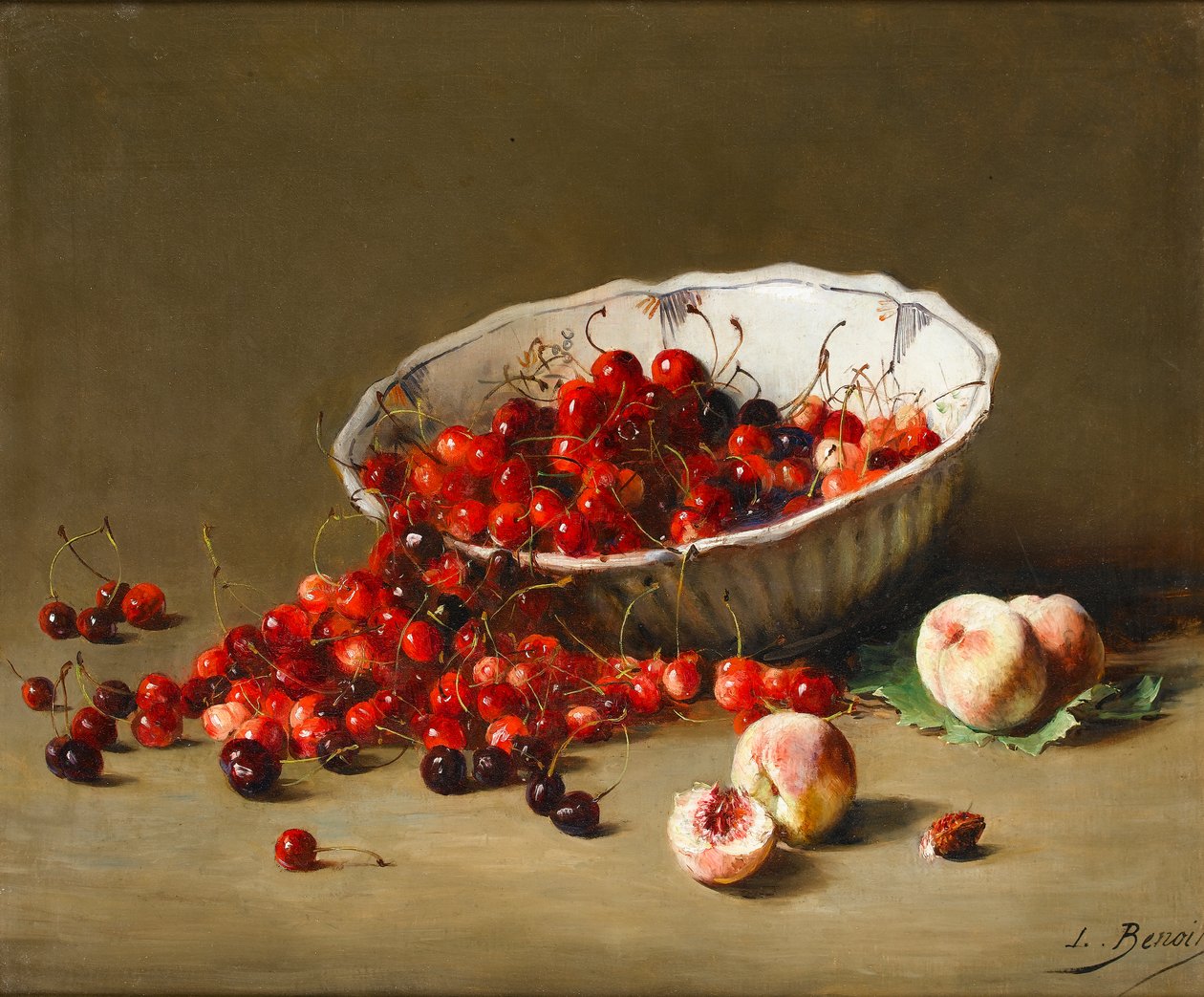 Un cuenco de cerezas, c.1900 de Leon Alfred Benoit