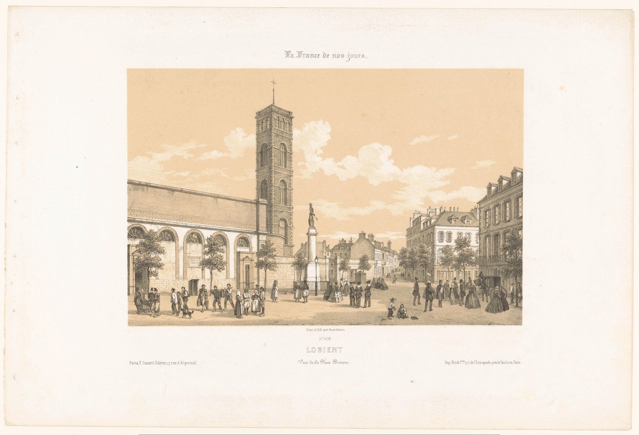 Vista de la plaza Bisson en Lorient
Lorient. Vue de la place Bisson (título en el objeto)
Francia contemporánea (título de la serie)
La France de nos jours (título de la serie en el objeto) de Leon Auguste Asselineau