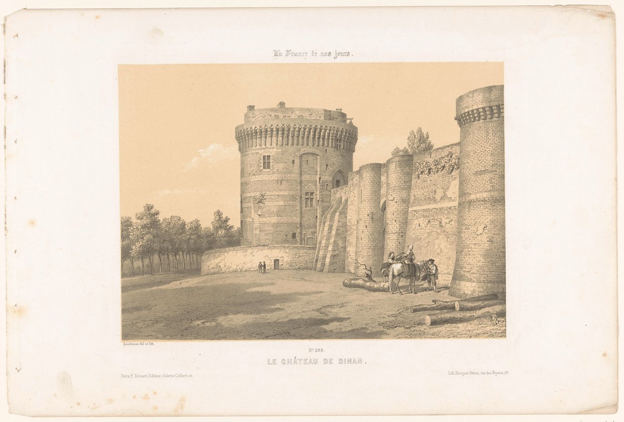 Vista de una de las torres del castillo de Dinan
Le château de Dinan (título en el objeto)
Francia contemporánea (título de la serie)
La France de nos jours (título de la serie en el objeto) de Leon Auguste Asselineau