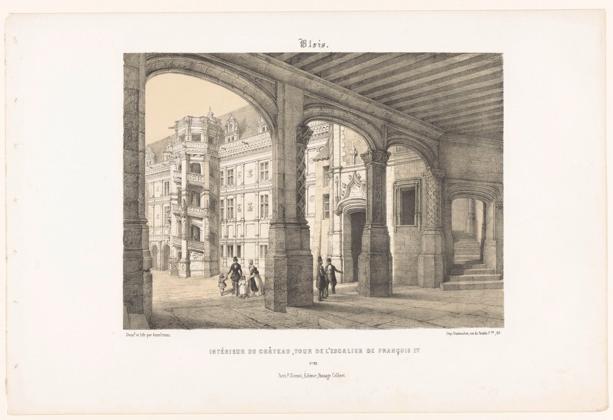 Vista del interior del castillo de Blois con la torre de la escalera octogonal del rey Francisco I
Blois. Intérieur du château, tour de l