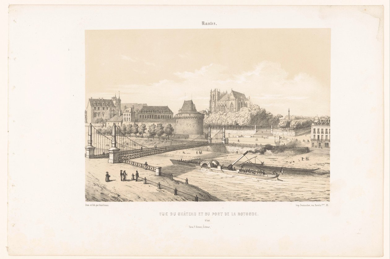 Vista del castillo y del Puente de la Rotonda sobre el Loira en Nantes
Nantes. Vue du château et du pont de la Rotonde (título en el objeto)
Francia contemporánea (título de la serie)
La France de nos jours (título de la serie) de Leon Auguste Asselineau