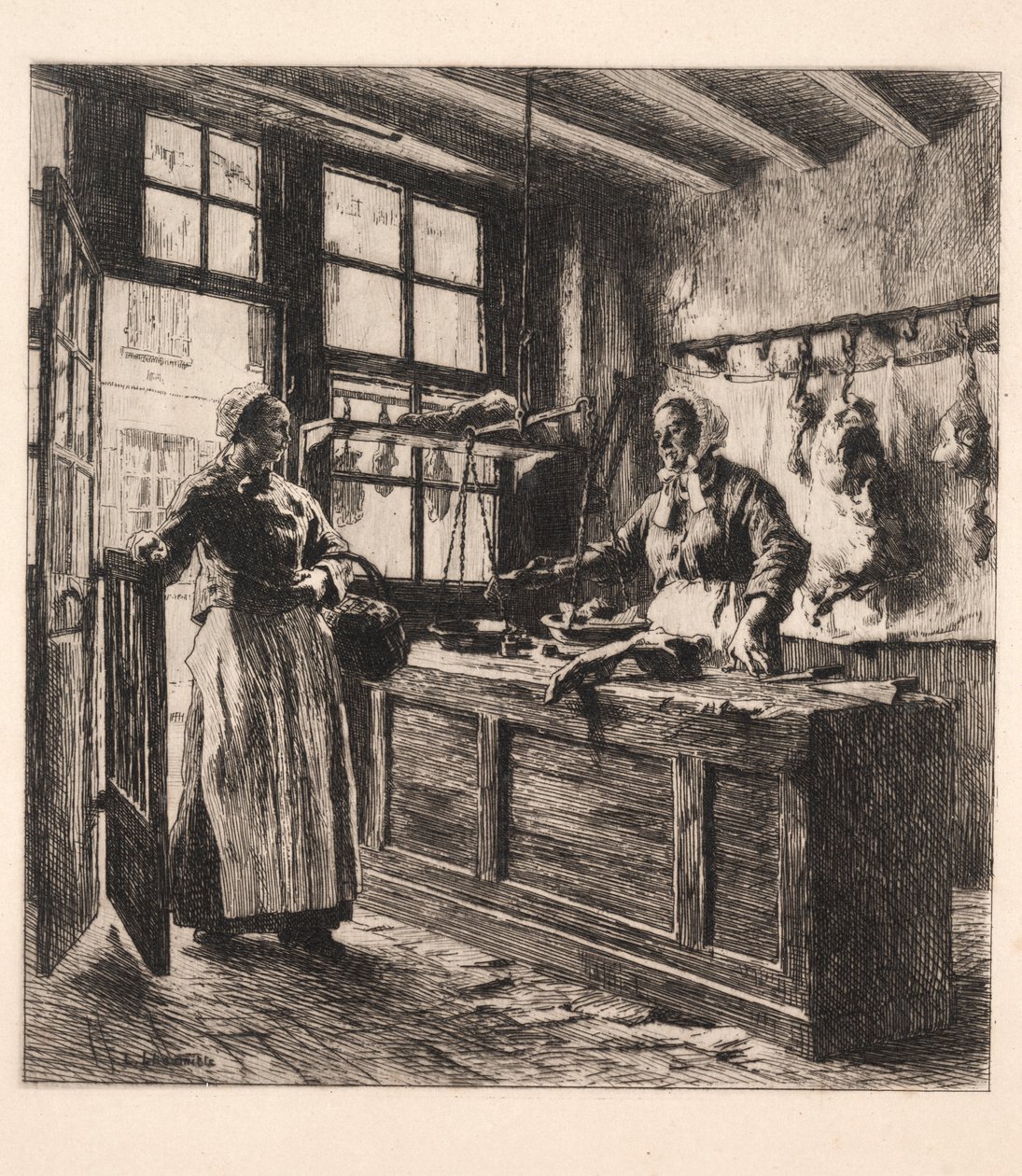 Interior of a Butcher Shop de Leon-Augustin Lhermitte