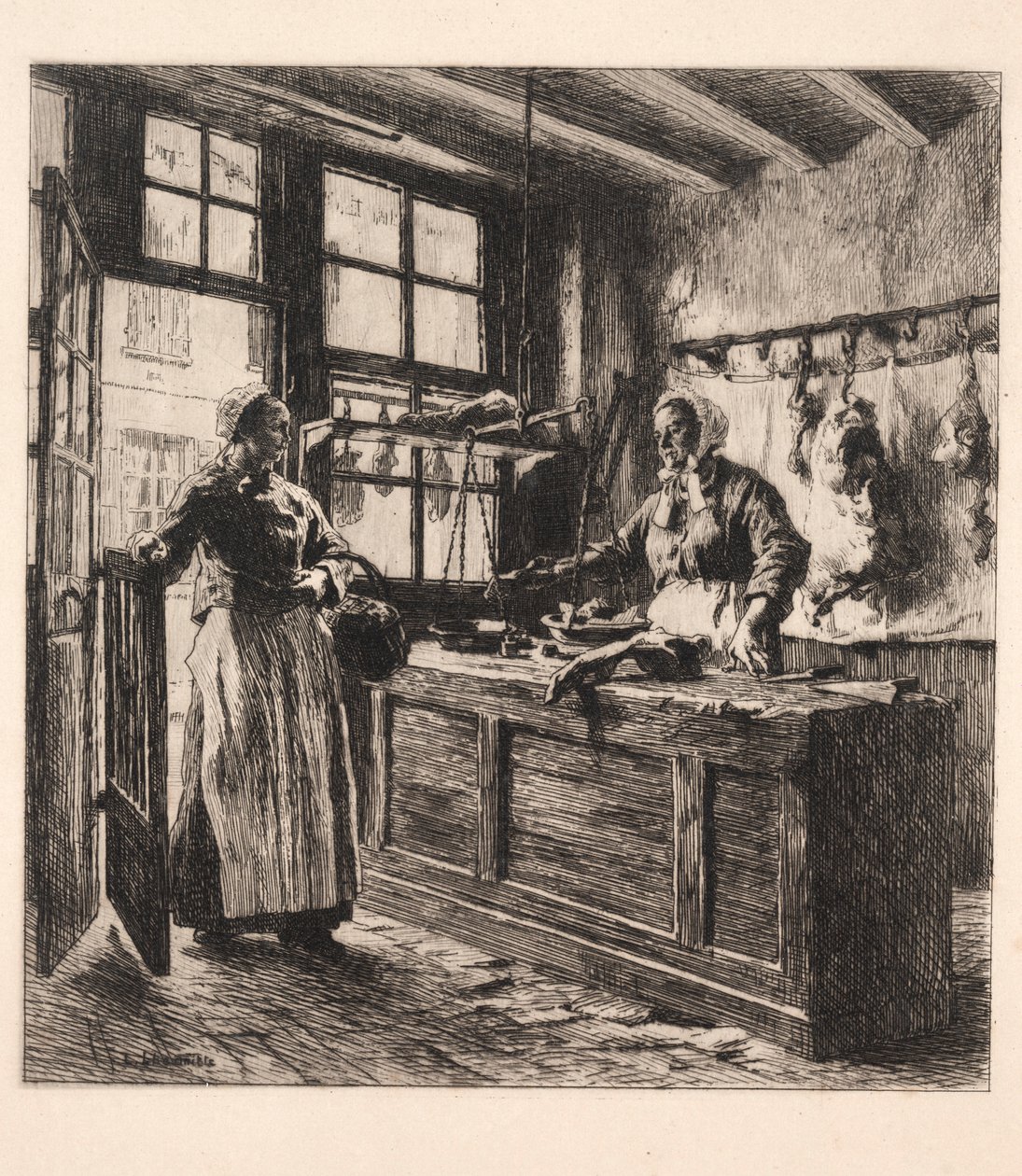 Interior de una carnicería de Leon Augustin Lhermitte