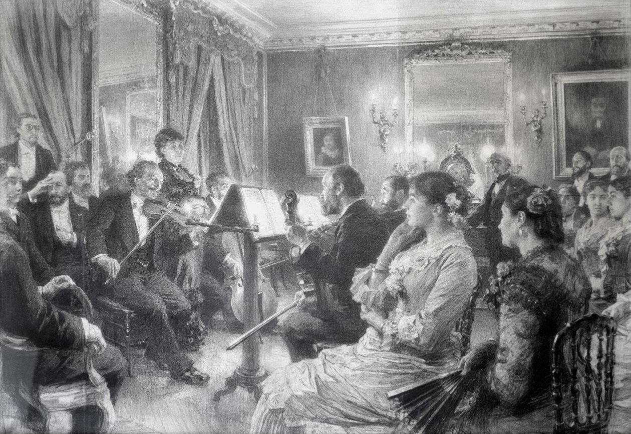 El cuarteto o La velada musical en la casa de Amaury Duval, 1881 de Leon Augustin Lhermitte