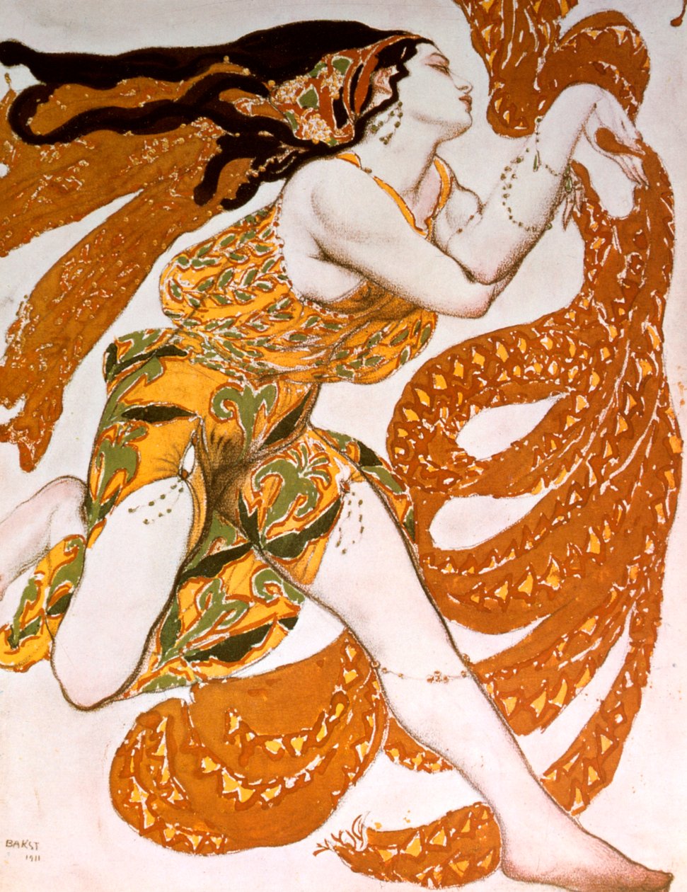 Bacante, diseño de vestuario para una producción de Ballets Russes de Narcisse de Tcherepnin, 1911 de Leon Bakst