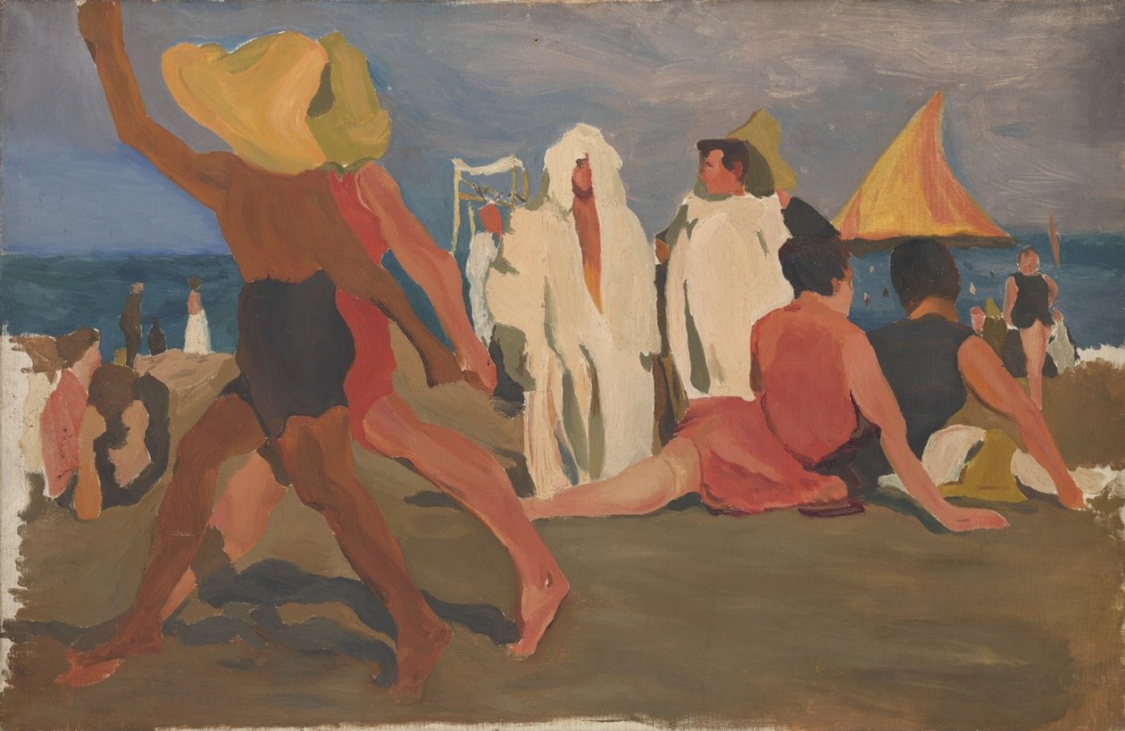 Bañistas en el Lido, Venecia Serge Diaghilev y Vaslav Nijinsky en la playa de Leon Bakst