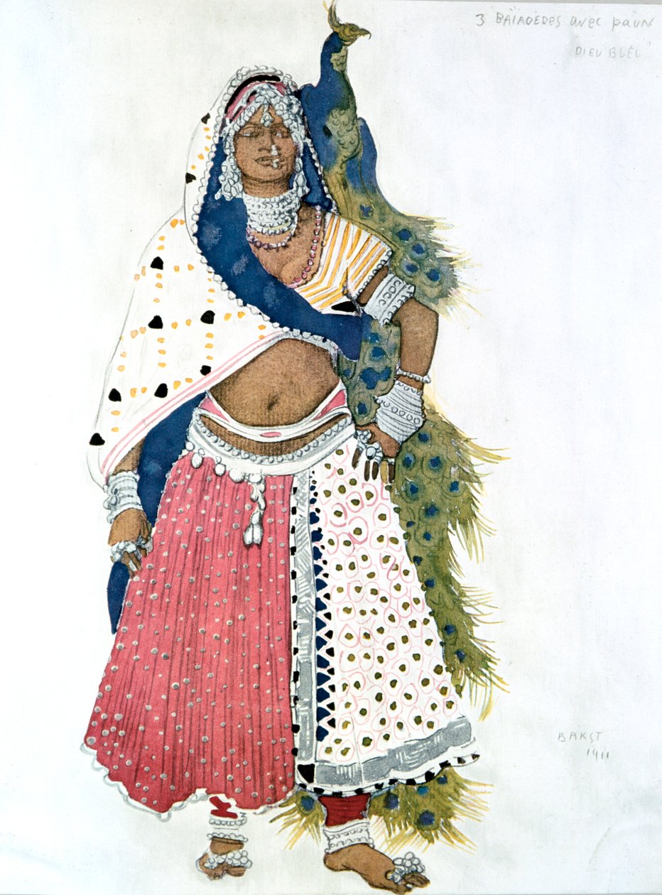 Bayadera con pavo real, diseño de vestuario de ballet, 1911 de Leon Bakst