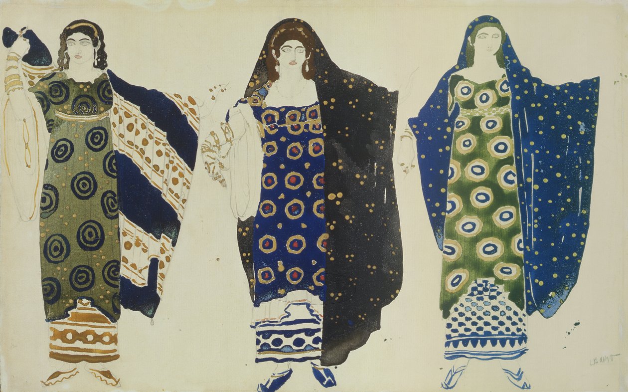 Diseño de Vestuario para Edipo en Colono por Sófocles, 1904 de Leon Bakst