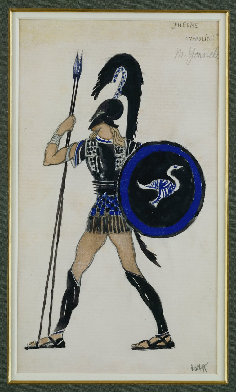 Diseño de vestuario para Hipólito de "Fedra" de Leon Bakst