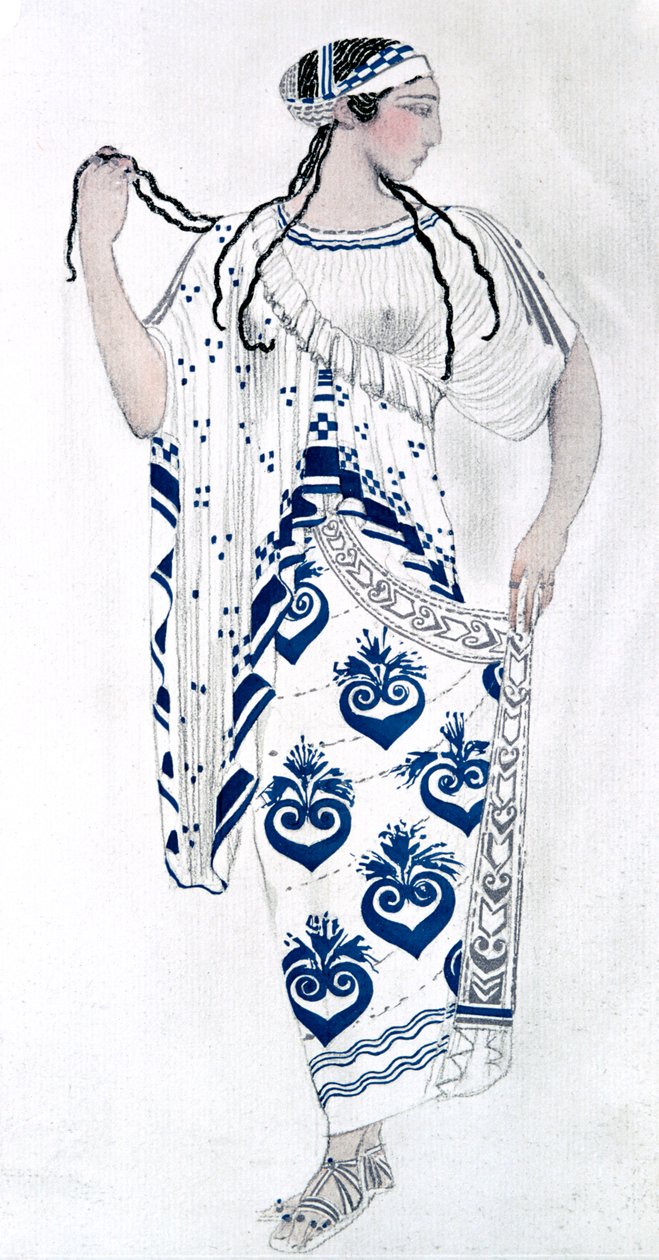 Diseño de vestuario para Ida Rubinstein como Helena en el ballet Helena de Esparta de Leon Bakst