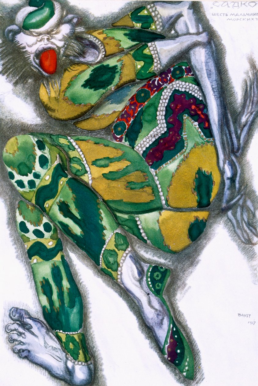 Diseño de vestuario para Seefenfel, de Sadko de Leon Bakst
