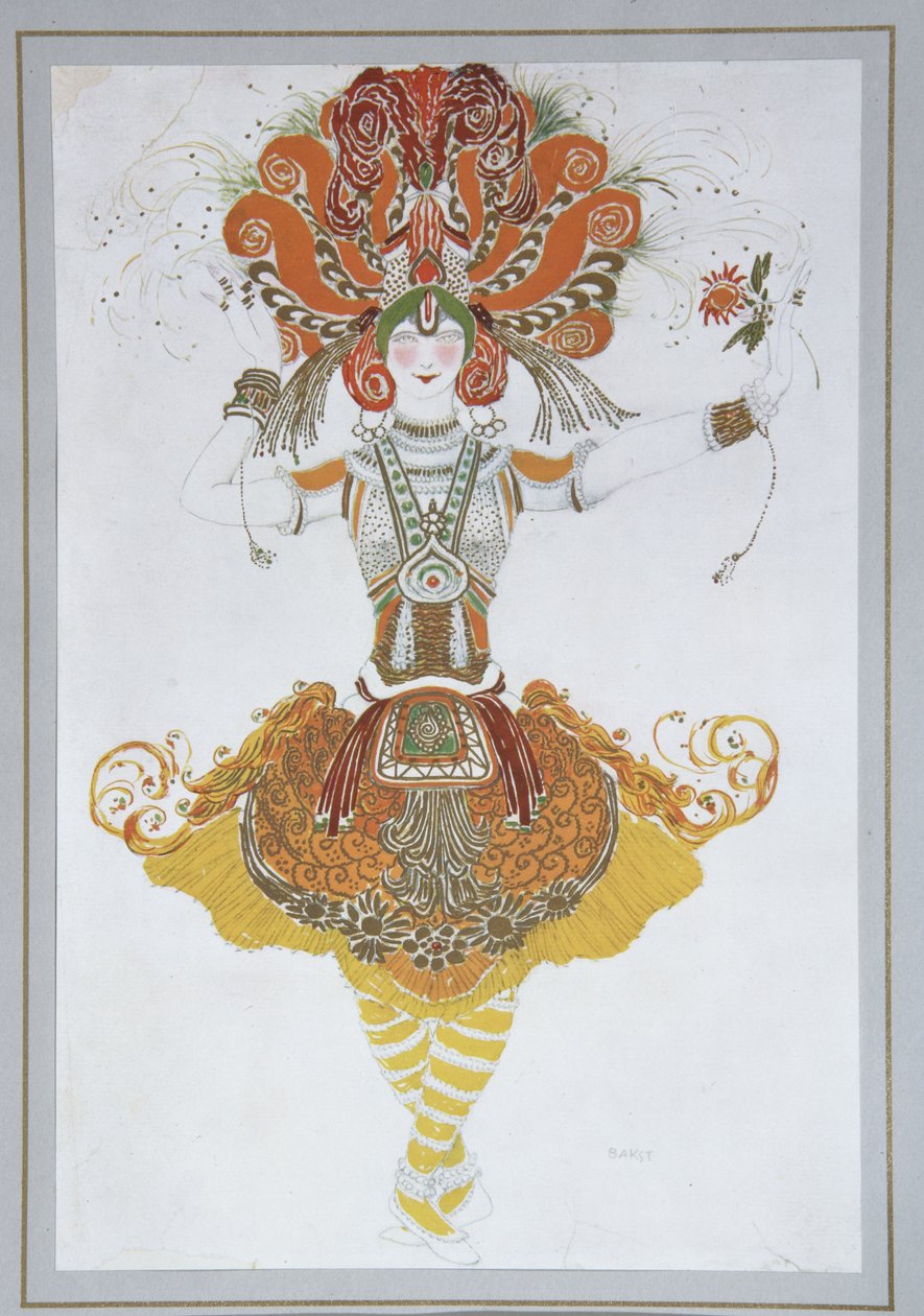 Diseño de vestuario para Tamara Karsavina en el ballet El Pájaro de Fuego de I. Stravinsky, 1909-1910 de Leon Bakst