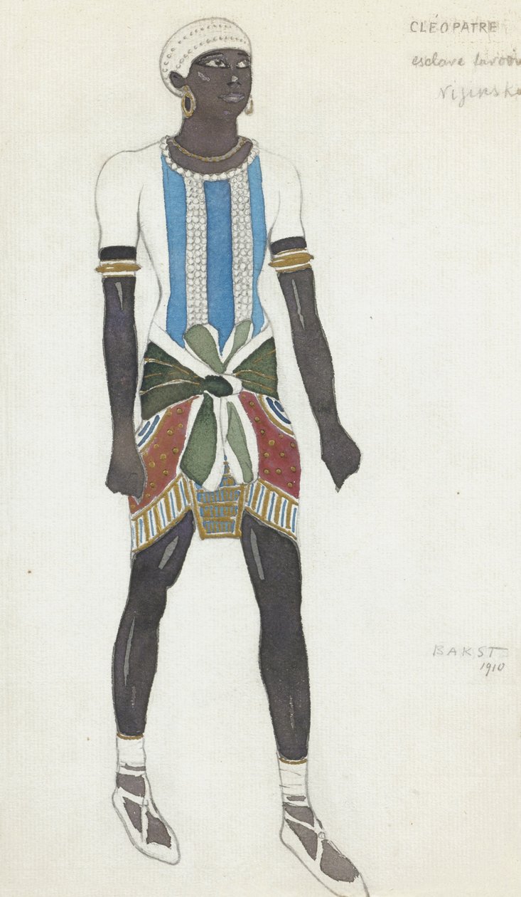 Diseño de vestuario para Vaslav Nijinsky en el ballet Cleopatra de A. Arensky, 1910 de Leon Bakst