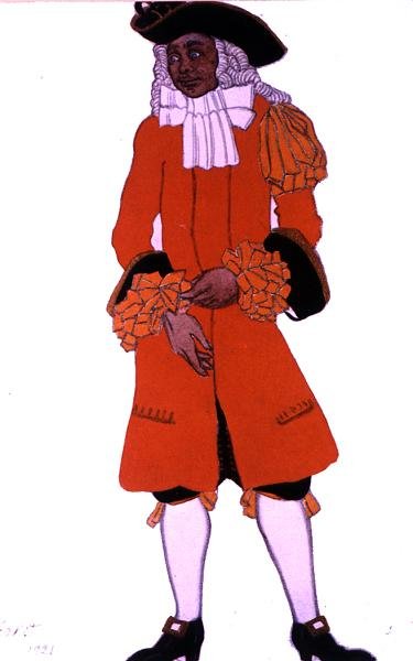 Diseño de vestuario para un cazador, de La Bella Durmiente de Leon Bakst