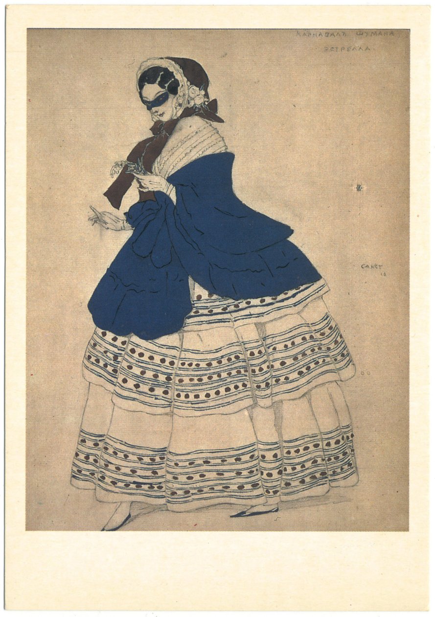 Diseño de vestuario para el ballet Carnaval de R. Schumann, 1910 de Leon Bakst