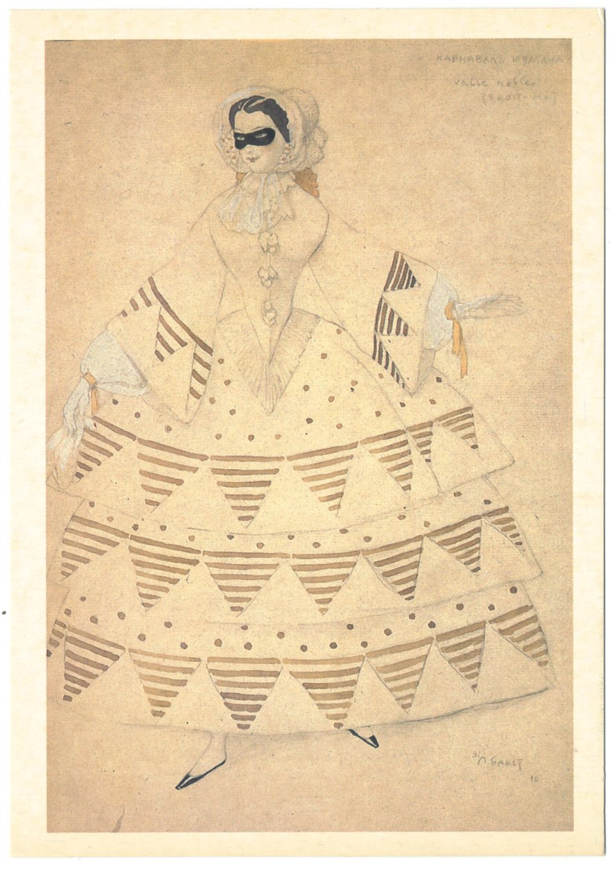 Diseño de vestuario para el ballet Carnaval de R. Schumann de Leon Bakst