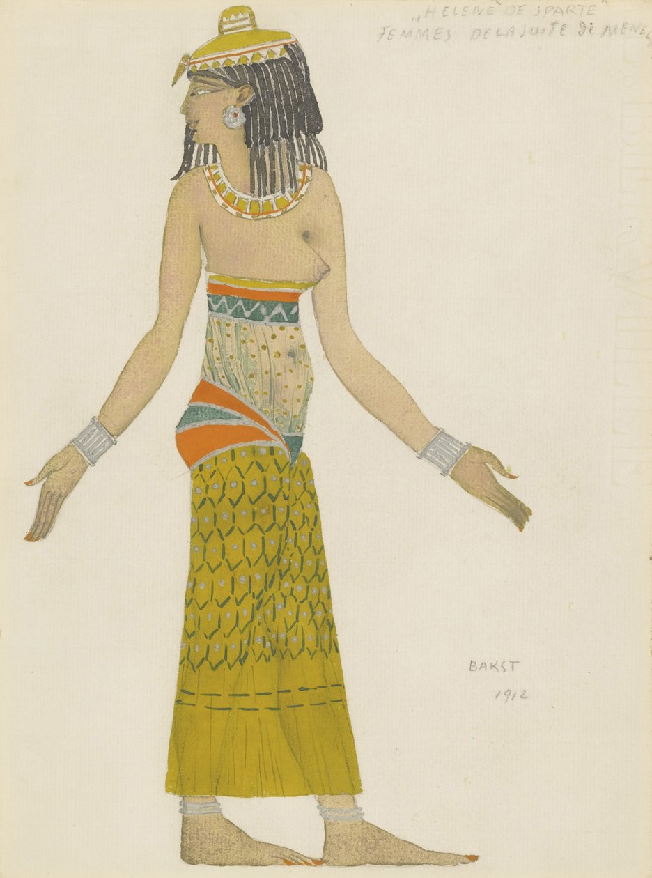 Diseño de vestuario para el ballet Hélène de Sparte de E. Verhaeren y D. de Séverac de Leon Bakst