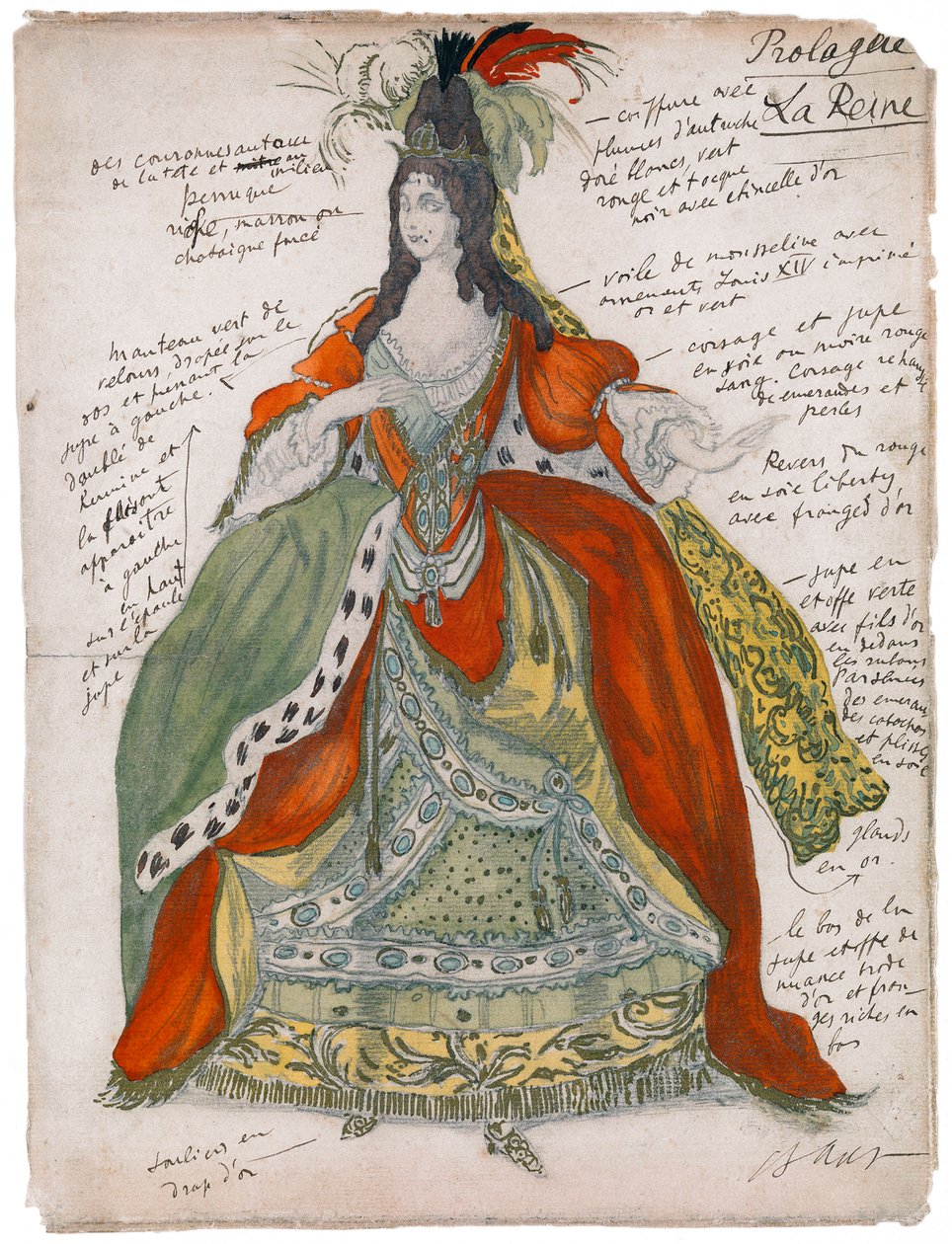 Diseño de vestuario para el ballet La Bella Durmiente de P. Tchaikovsky, 1921 de Leon Bakst